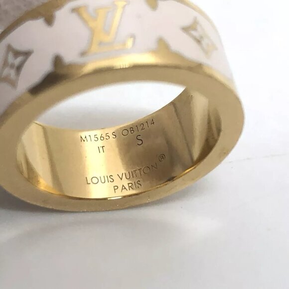 LOUIS VUITTON M1565S Ring-Nano Gram Enamel Ring Metal White - Picture 4 of 6